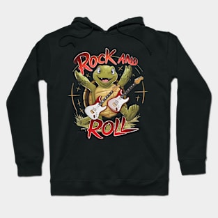 Groovy Turtle Rocking Out Rock And Roll Hoodie